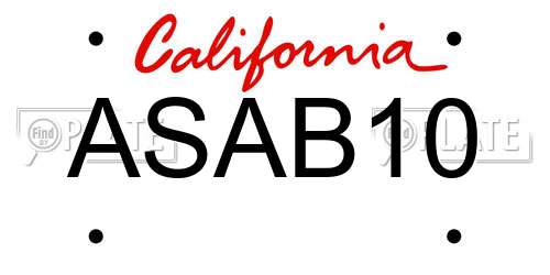 ASAB10 California License Plate