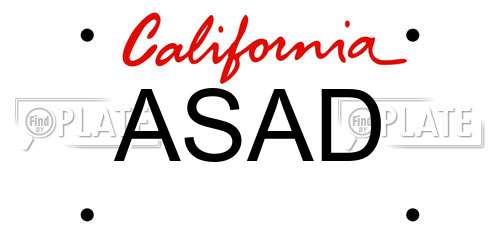 ASAD California License Plate