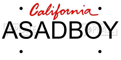 ASADBOY California License Plate