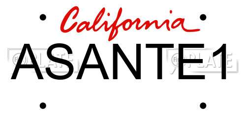 ASANTE1 California License Plate