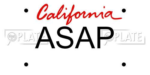 ASAP California License Plate