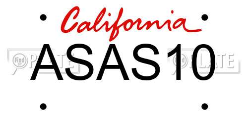 ASAS10 California License Plate