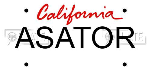 ASATOR California License Plate