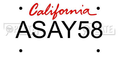 ASAY58 California License Plate