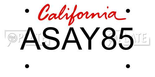 ASAY85 California License Plate