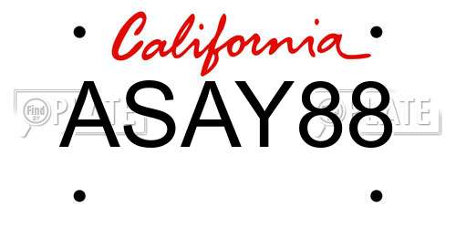 ASAY88 California License Plate