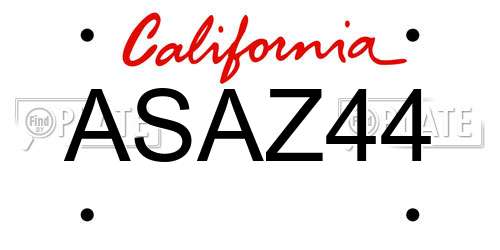 ASAZ44 California License Plate