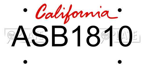 ASB1810 California License Plate