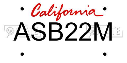 ASB22M California License Plate
