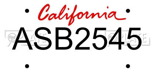 ASB2545 California License Plate
