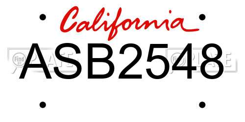 ASB2548 California License Plate