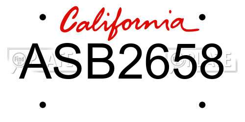 ASB2658 California License Plate