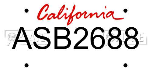 ASB2688 California License Plate