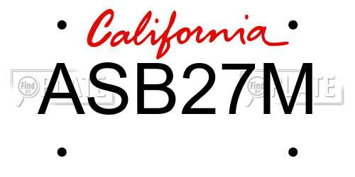 ASB27M California License Plate
