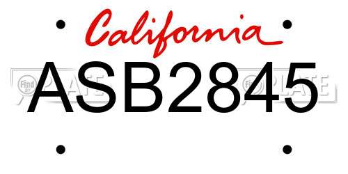 ASB2845 California License Plate