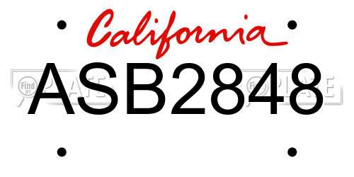 ASB2848 California License Plate