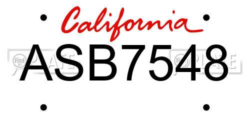 ASB7548 California License Plate