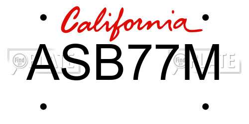 ASB77M California License Plate