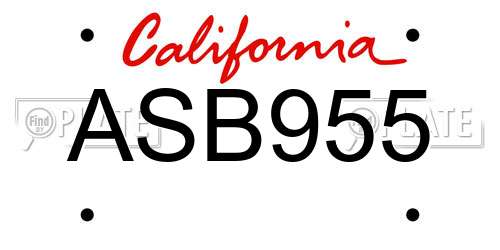 ASB955 California License Plate