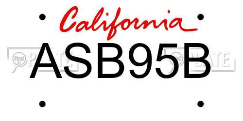 ASB95B California License Plate