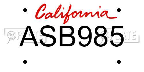 ASB985 California License Plate