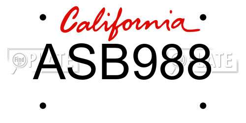 ASB988 California License Plate