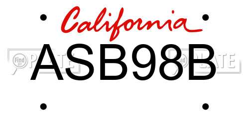 ASB98B California License Plate