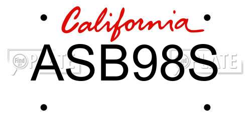 ASB98S California License Plate