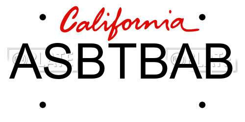 ASBTBAB California License Plate
