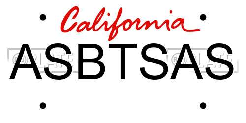 ASBTSAS California License Plate