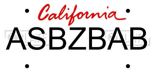 ASBZBAB California License Plate