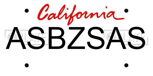 ASBZSAS California License Plate