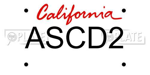 ASCD2 California License Plate