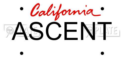 ASCENT California License Plate