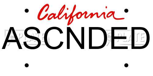 ASCNDED California License Plate