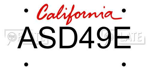 ASD49E California License Plate