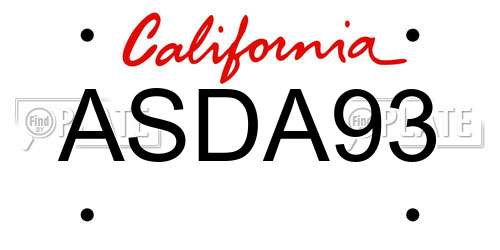 ASDA93 California License Plate