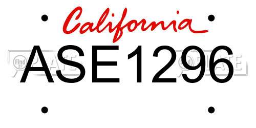 ASE1296 California License Plate
