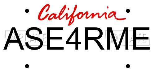ASE4RME California License Plate
