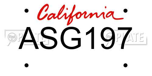 ASG197 California License Plate