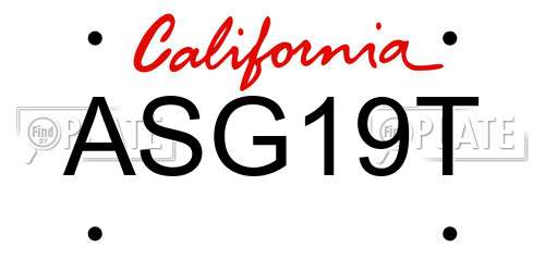 ASG19T California License Plate