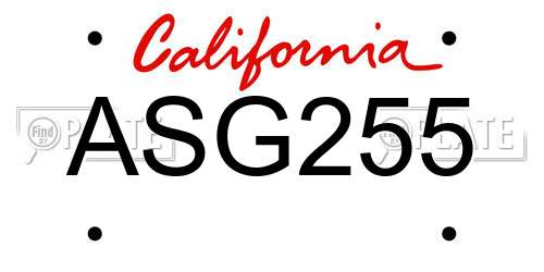 ASG255 California License Plate