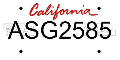 ASG2585 California License Plate