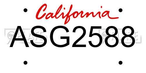 ASG2588 California License Plate
