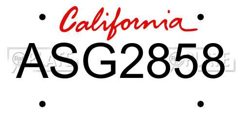 ASG2858 California License Plate