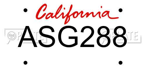 ASG288 California License Plate