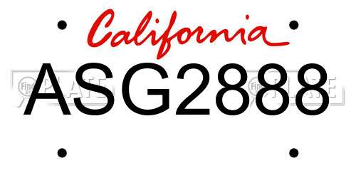 ASG2888 California License Plate