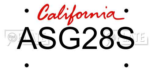 ASG28S California License Plate