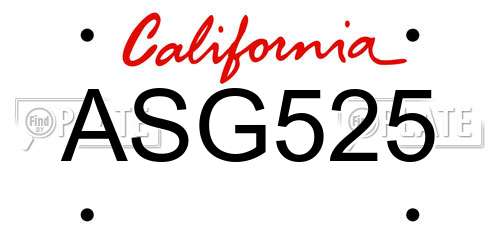 ASG525 California License Plate