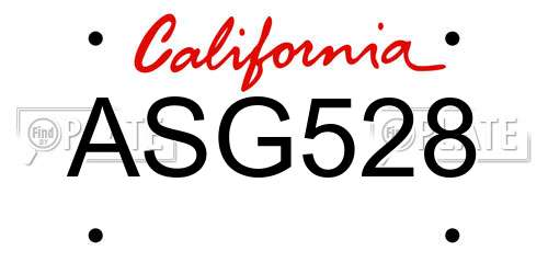 ASG528 California License Plate